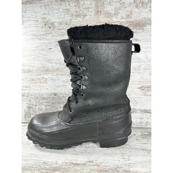 Men\'s LaCrosse Iceman Black Insulated Leather Snow Boots Sz 9 EUC! main image 6